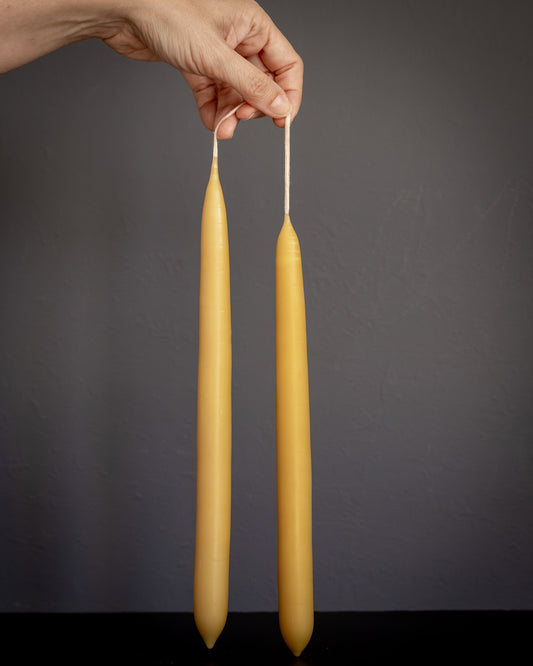 Classic Taper Beeswax Candles — Natural (Pair)