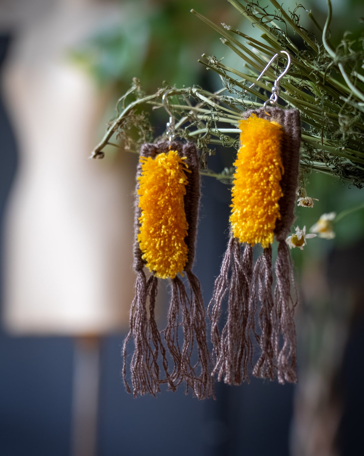 Handwoven Earrings - Sugarcane