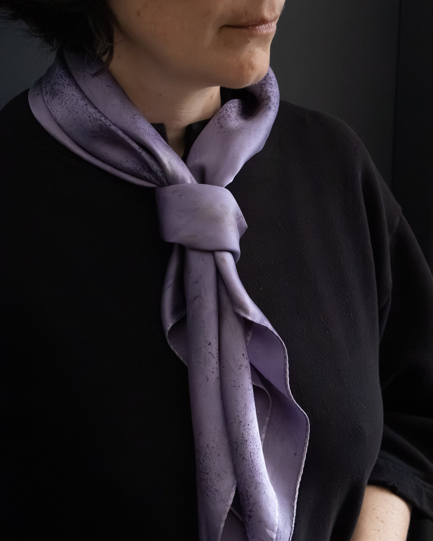 Detail of a naturally dyed silk scarf
