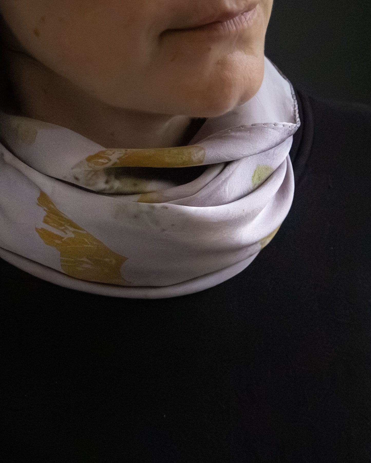 midi silk scarf, natural dye detail