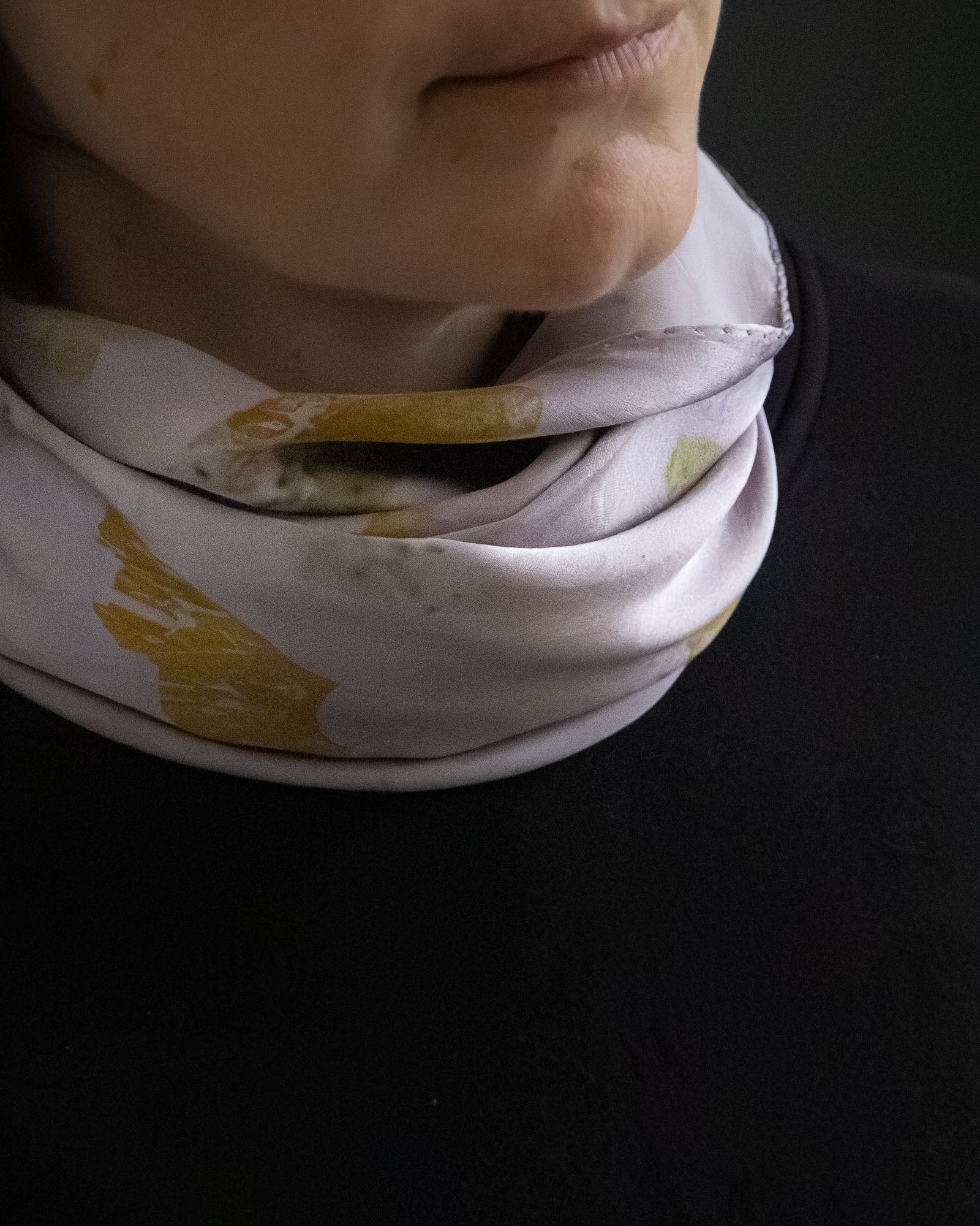 midi silk scarf, natural dye detail