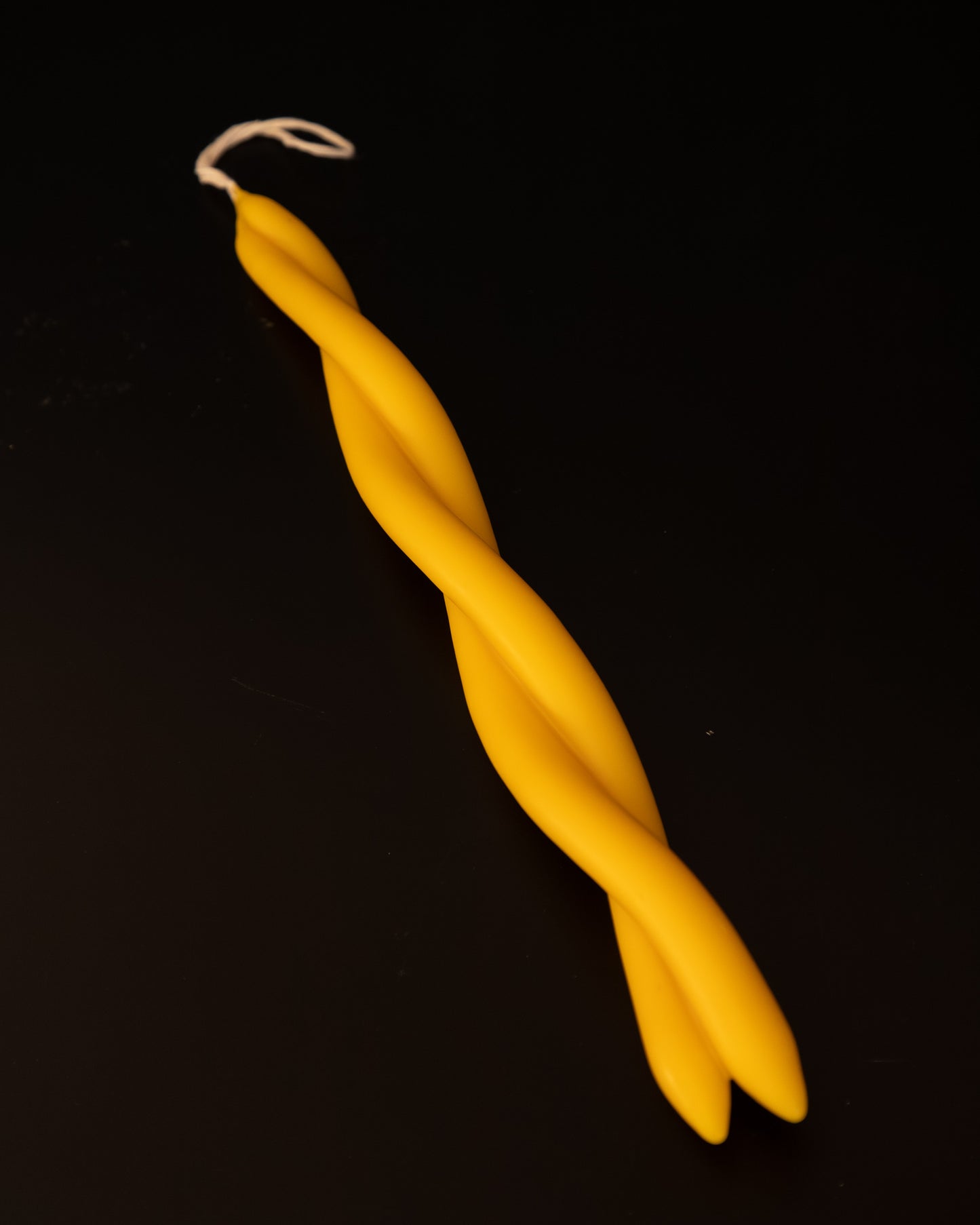 Long Twisted Beeswax Candle - Natural (Double Flame)