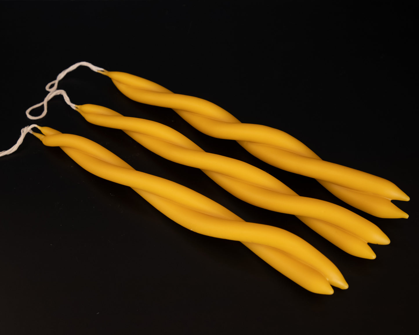 Long Twisted Beeswax Candle - Natural (Double Flame)